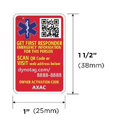 Smart Medical ID/Information Sticker Set w. DynoIQ™ & Lifetime Service