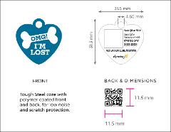 Super Pet Tag - Polymer Coated Stainless Steel, PLAY series, Heart Shape: "OMG! I'm Lost"