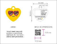 Super Pet Tag - Polymer Coated Stainless Steel, PLAY series, Heart Shape: "Heart Shades"
