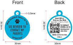 Super Pet Tag - Polymer Coated Stainless Steel,  Color BLUE: "See Reverse To Contact My Parents"