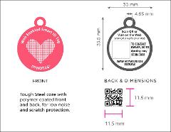 Super Pet Tag - Polymer Coated Stainless Steel, PLAY series: "Pink Heart"