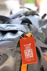Aluminum Convertible Luggage Tag with Steel Loop - Electric Orange