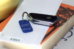 Sentry Series Solid Aluminum Keychain Tag with Steel Keyring - Sapphire Blue