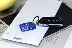 Sentry Series Solid Aluminum Keychain Tag with Steel Keyring - Sapphire Blue