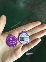 Super Pet Tag - Polymer Coated Stainless Steel,  Color PURPLE: "Have Your People Call My People"
