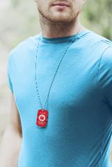 SuperAlert ID Pendant - Red Anodized Aluminum  w. Chain and Lifetime DynoIQ™  Service.