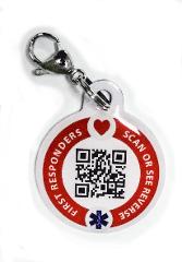 Round Steel Emergency Contact Info Tag - 30mm w. lobster clasp