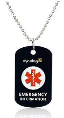 SuperAlert ID Pendant - Steel  w. Chain and Lifetime DynoIQ™  Service.