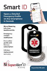 SuperAlert ID Pendant - Steel w. Chain and Lifetime Service.