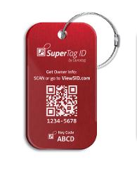 Sentry Series Solid Aluminum Luggage Tag with Steel Loop - Ruby Red
