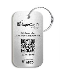 Sentry Series Solid Aluminum Luggage Tag with Steel Loop - Frost Silver