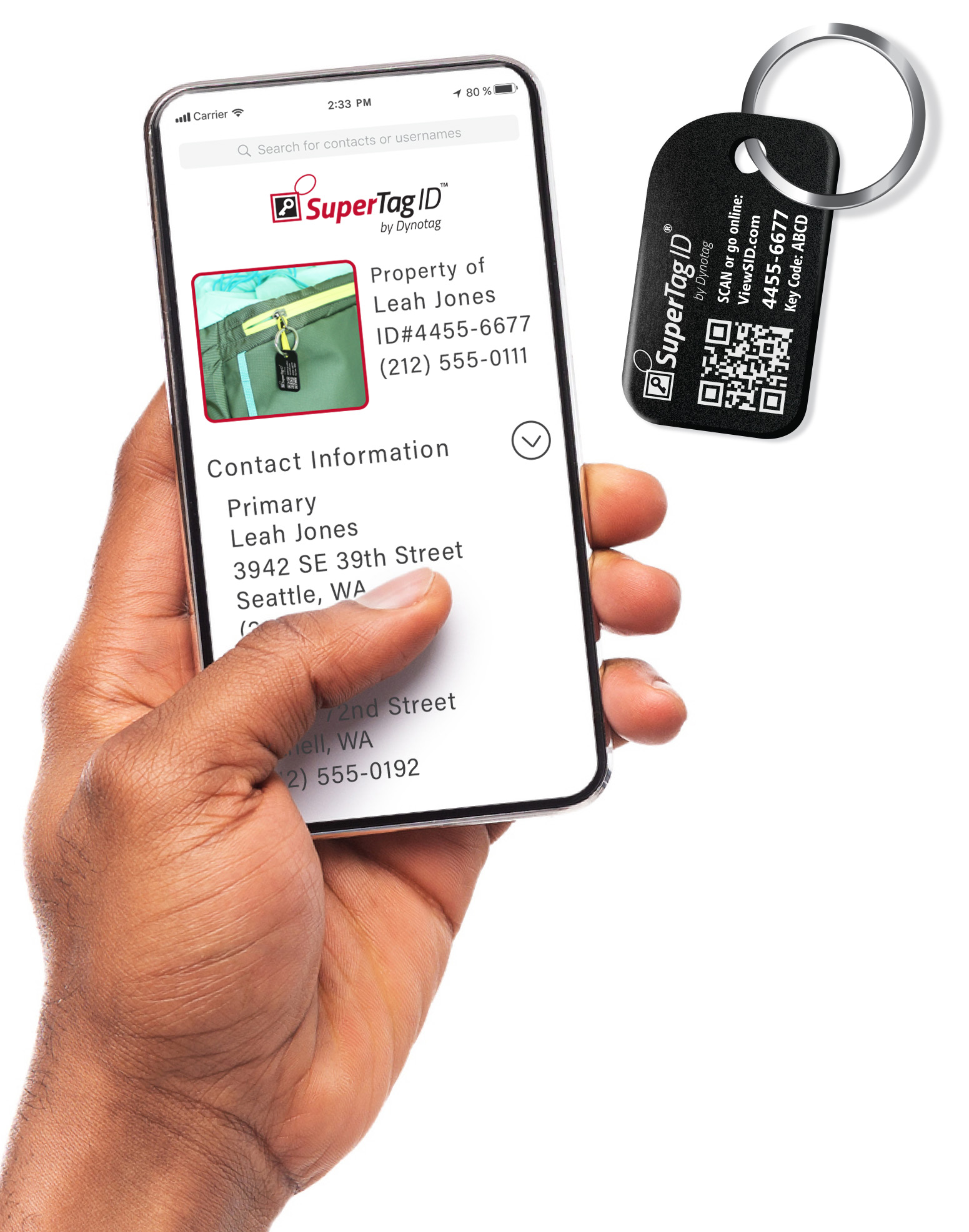 Sentry Series Solid Aluminum Keychain Tag with Steel Keyring