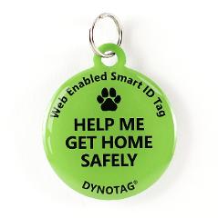Super Pet Tag - Polymer Coated Stainless Steel,  Color GREEN: "Help Me Get Home Safely"