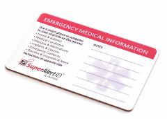 SuperAlertID Tough Laminated Wallet Card Medical ID - Trial Version