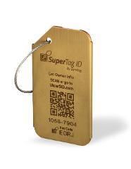 Brushed Stainless Steel Gold Smart Luggage Tag with Steel Loop