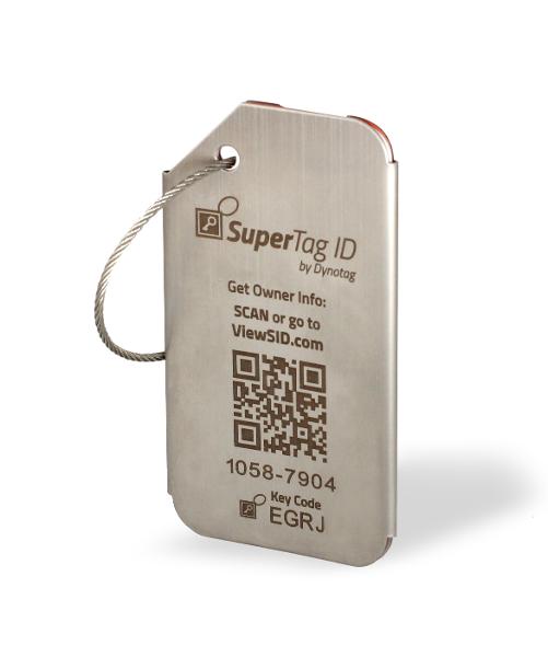 Brushed Stainless Smart Luggage Tag with Steel Loop